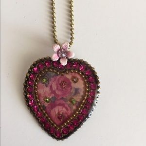 💗Michal Negrin Pink Heart Necklace💗